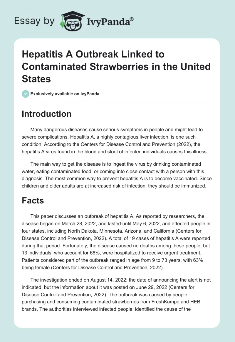 Hepatitis A Outbreak Linked to Contaminated Strawberries in the United States. Page 1