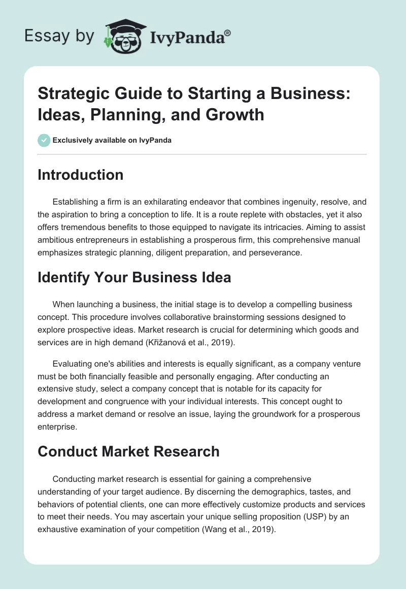 Strategic Guide to Starting a Business: Ideas, Planning, and Growth. Page 1