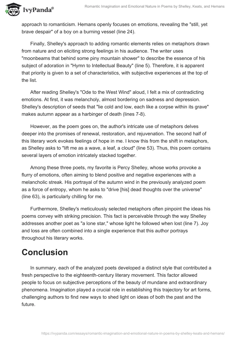 Romantic Imagination and Emotional Nature in Poems by Shelley, Keats, and Hemans. Page 2