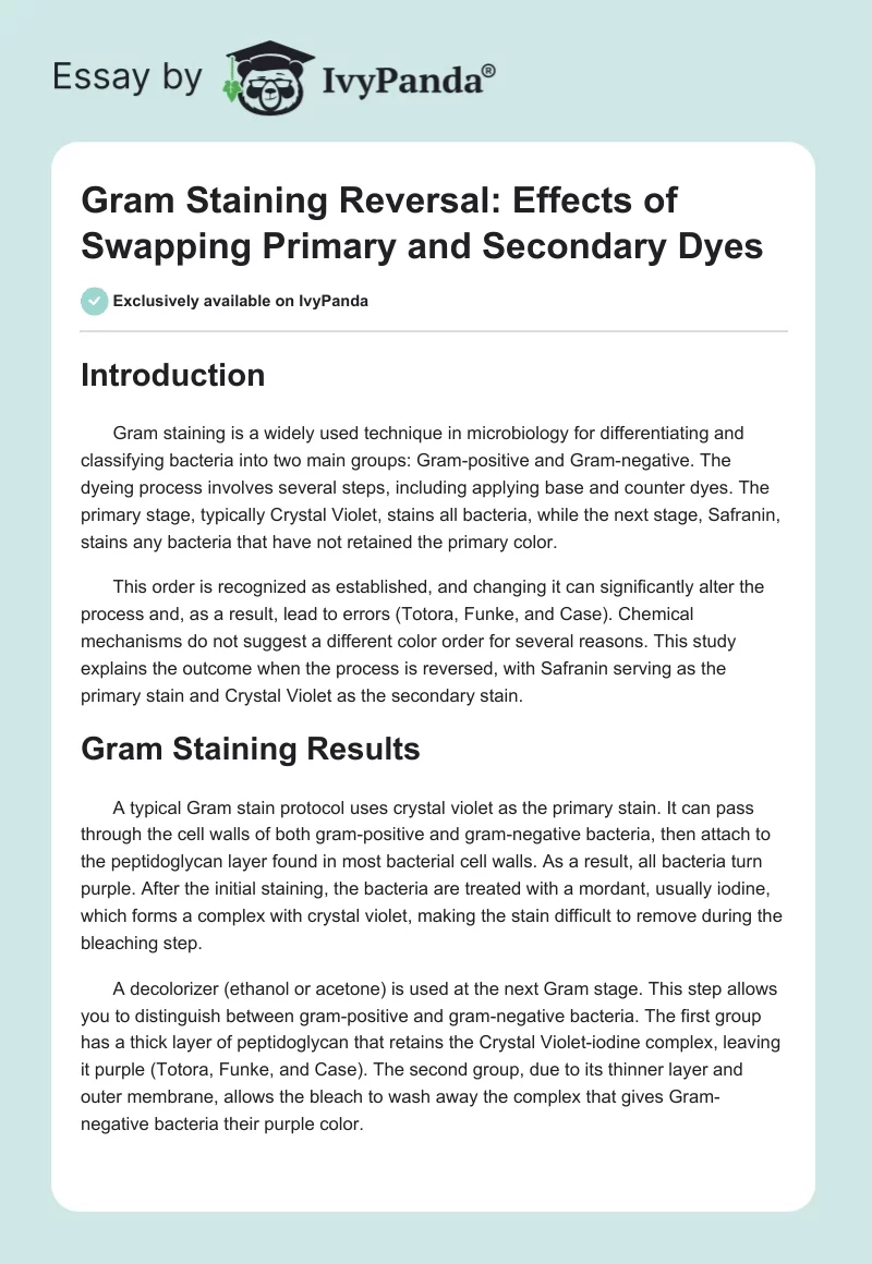 Gram Staining Reversal: Effects of Swapping Primary and Secondary Dyes. Page 1