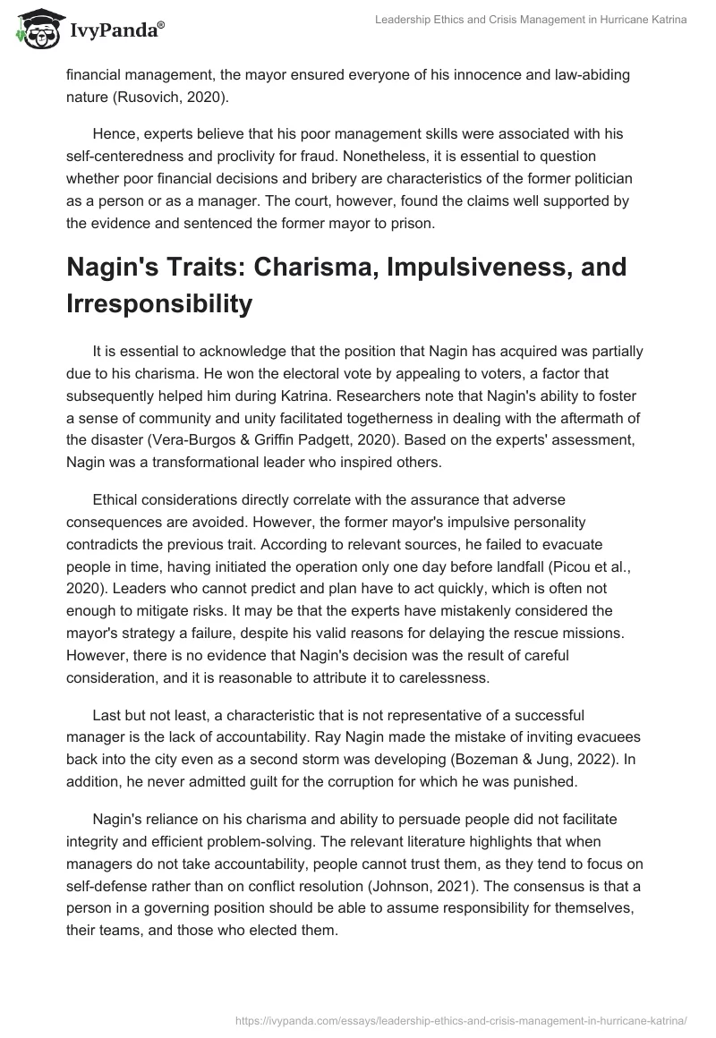 Leadership Ethics and Crisis Management in Hurricane Katrina. Page 2
