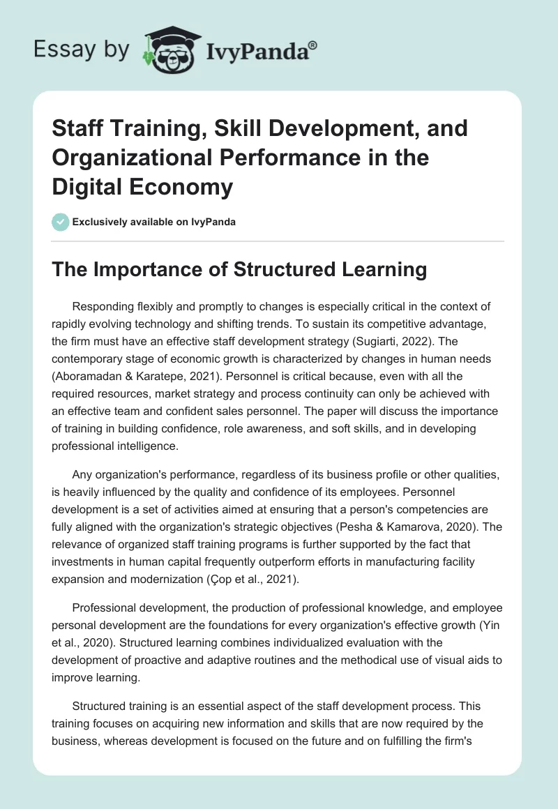 Staff Training, Skill Development, and Organizational Performance in the Digital Economy. Page 1