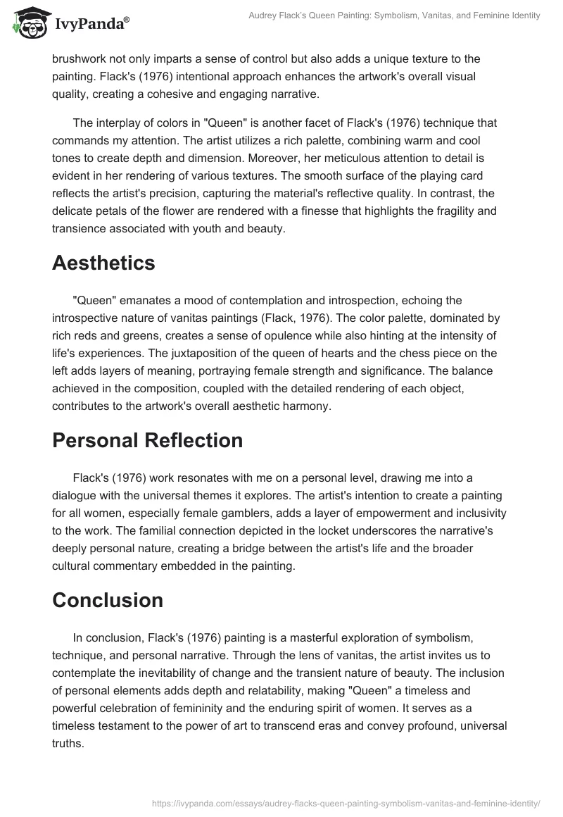 Audrey Flack’s Queen Painting: Symbolism, Vanitas, and Feminine Identity. Page 2