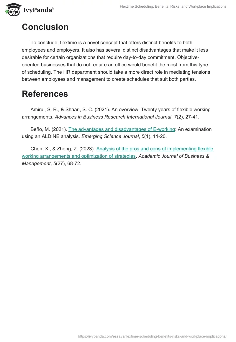 Flextime Scheduling: Benefits, Risks, and Workplace Implications. Page 2
