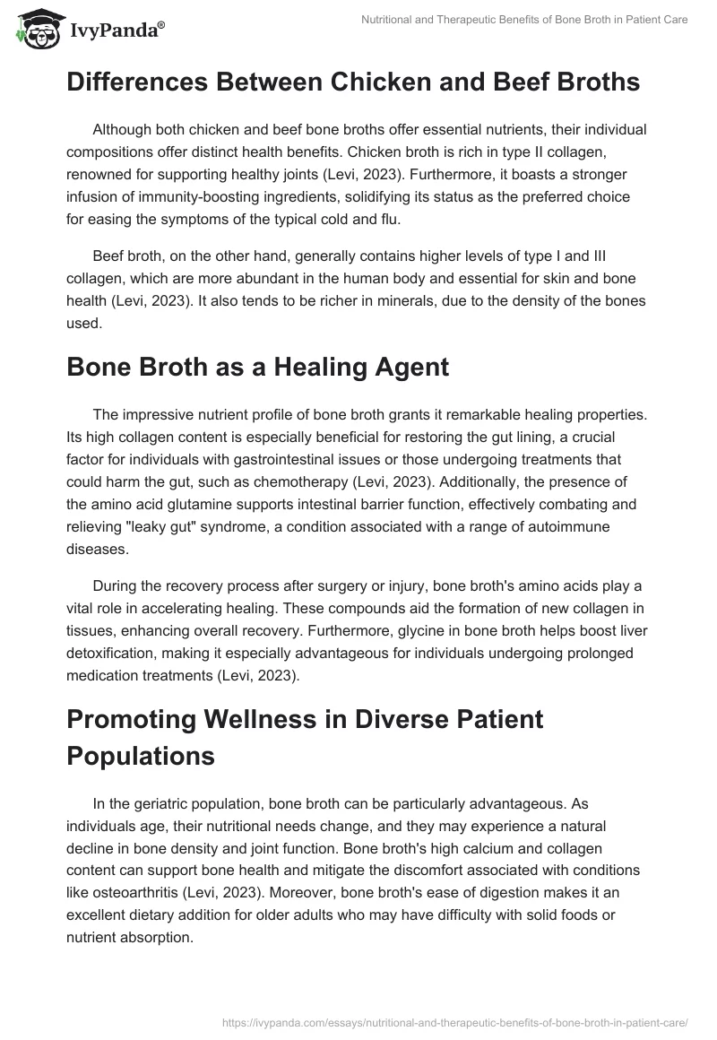 Nutritional and Therapeutic Benefits of Bone Broth in Patient Care. Page 2