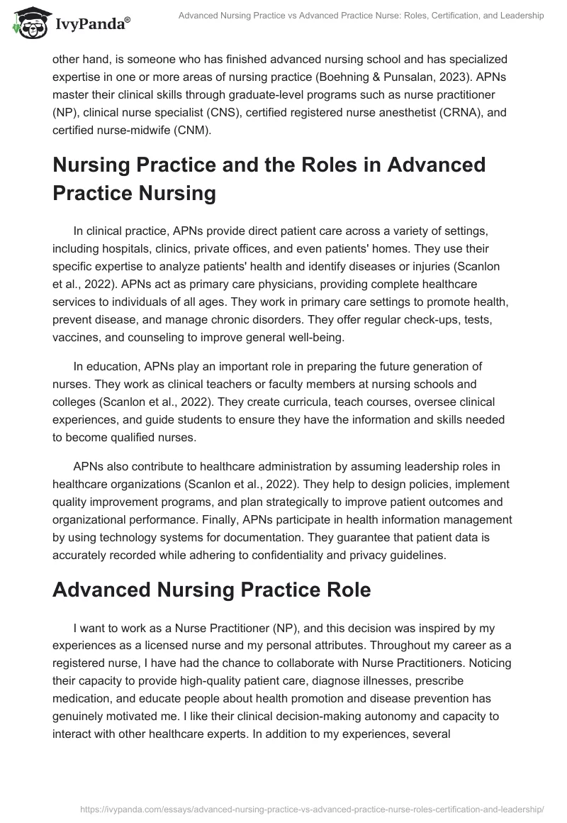 Advanced Nursing Practice vs Advanced Practice Nurse: Roles, Certification, and Leadership. Page 2