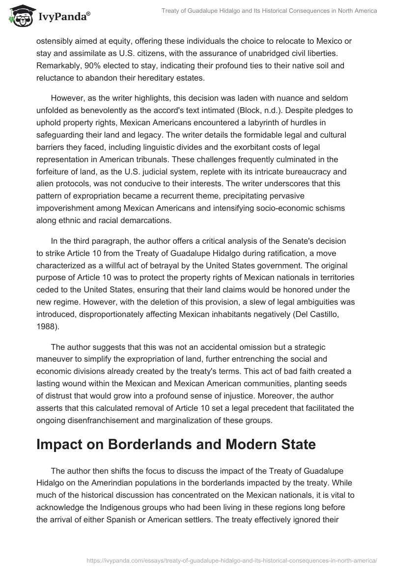 Treaty of Guadalupe Hidalgo and Its Historical Consequences in North America. Page 2