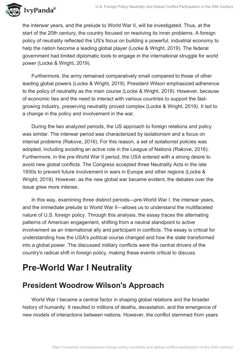 U.S. Foreign Policy Neutrality and Global Conflict Participation in the 20th Century. Page 2