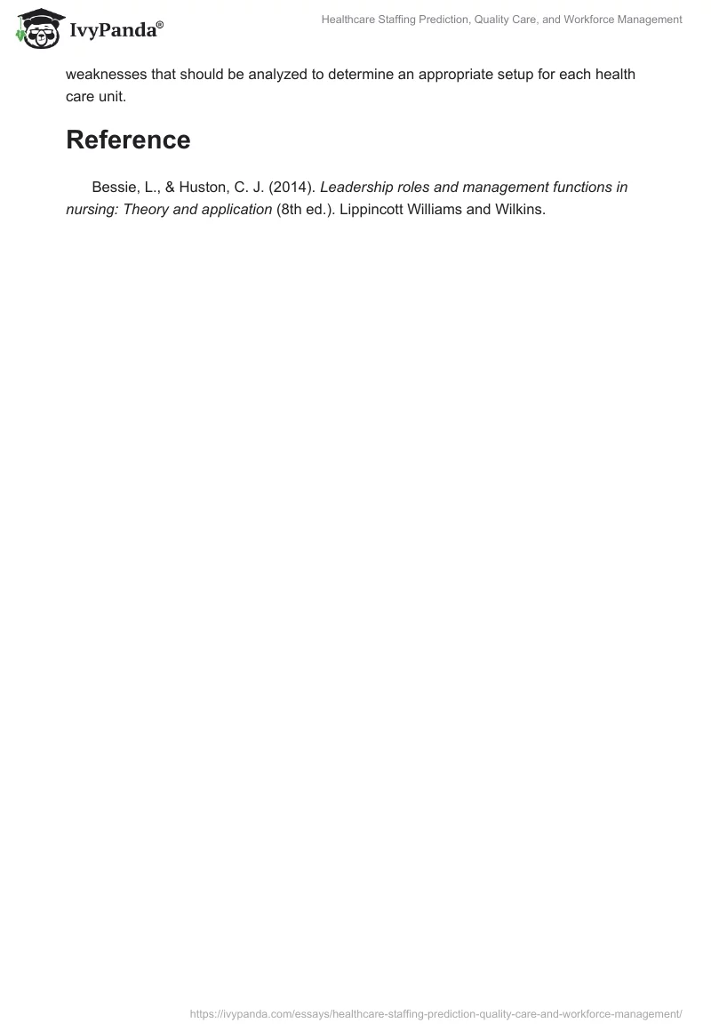 Healthcare Staffing Prediction, Quality Care, and Workforce Management. Page 2