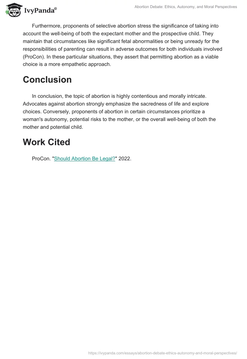 Abortion Debate: Ethics, Autonomy, and Moral Perspectives. Page 2
