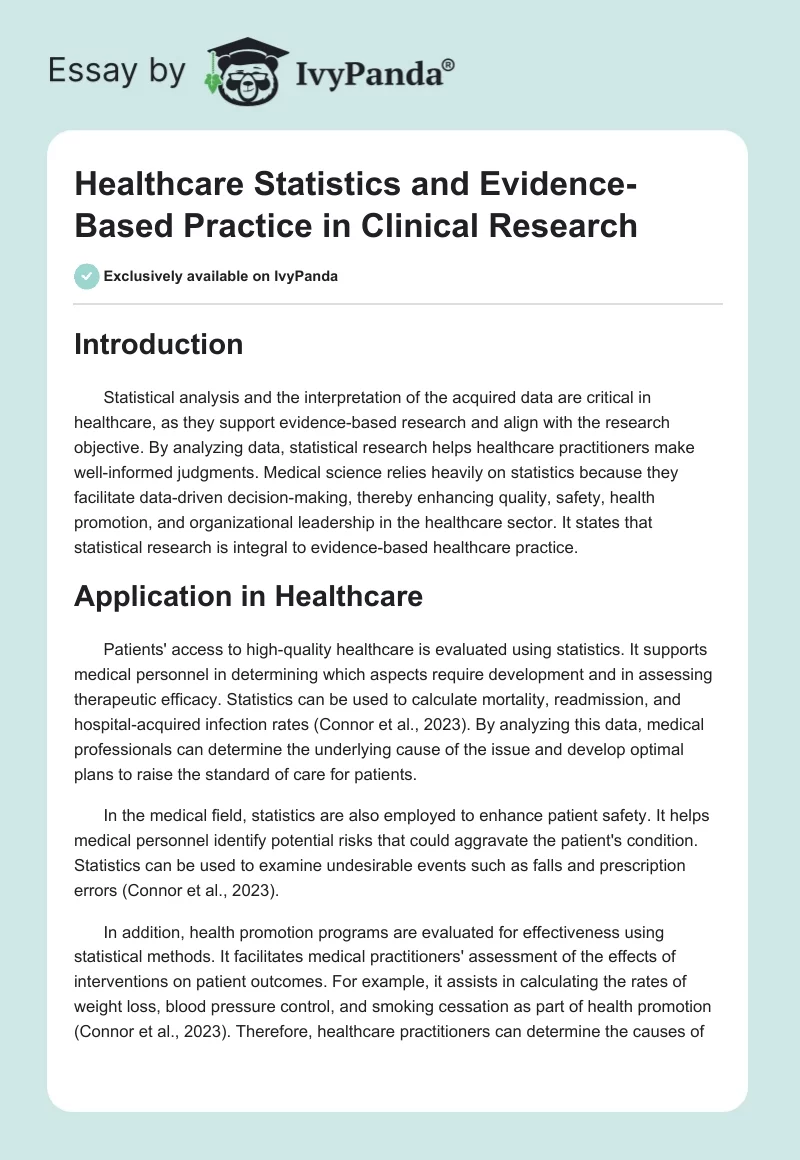 Healthcare Statistics and Evidence-Based Practice in Clinical Research. Page 1