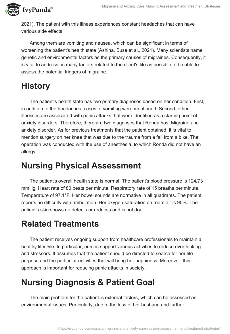 Migraine and Anxiety Care: Nursing Assessment and Treatment Strategies. Page 2