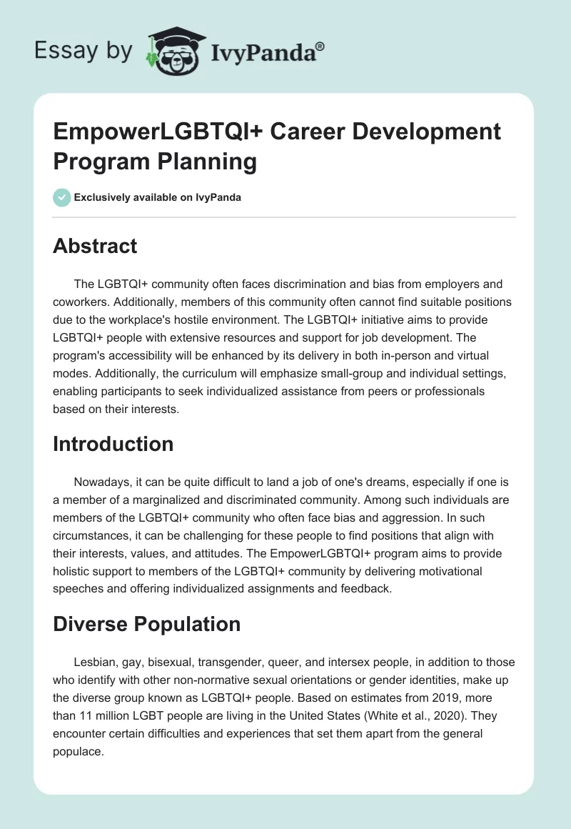 EmpowerLGBTQI+ Career Development Program Planning. Page 1