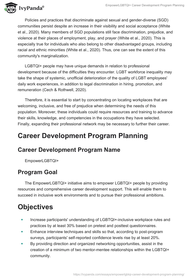 EmpowerLGBTQI+ Career Development Program Planning. Page 2