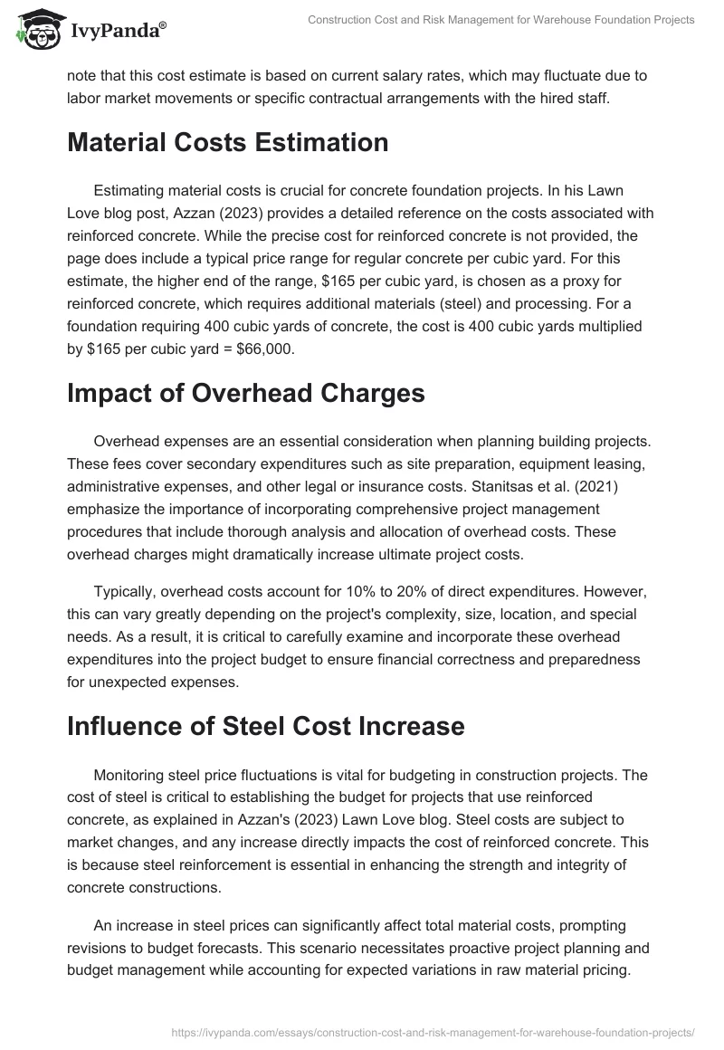 Construction Cost and Risk Management for Warehouse Foundation Projects. Page 2