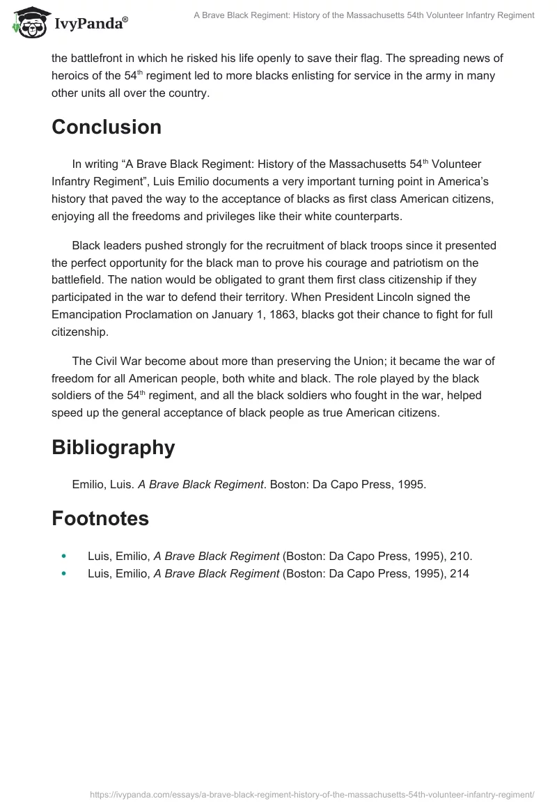 A Brave Black Regiment: History of the Massachusetts 54th Volunteer Infantry Regiment. Page 3