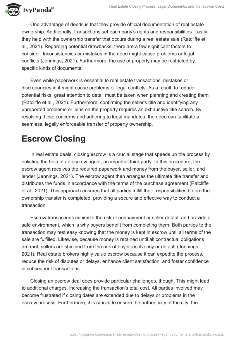 Real Estate Closing Process, Legal Documents, and Transaction Costs. Page 2