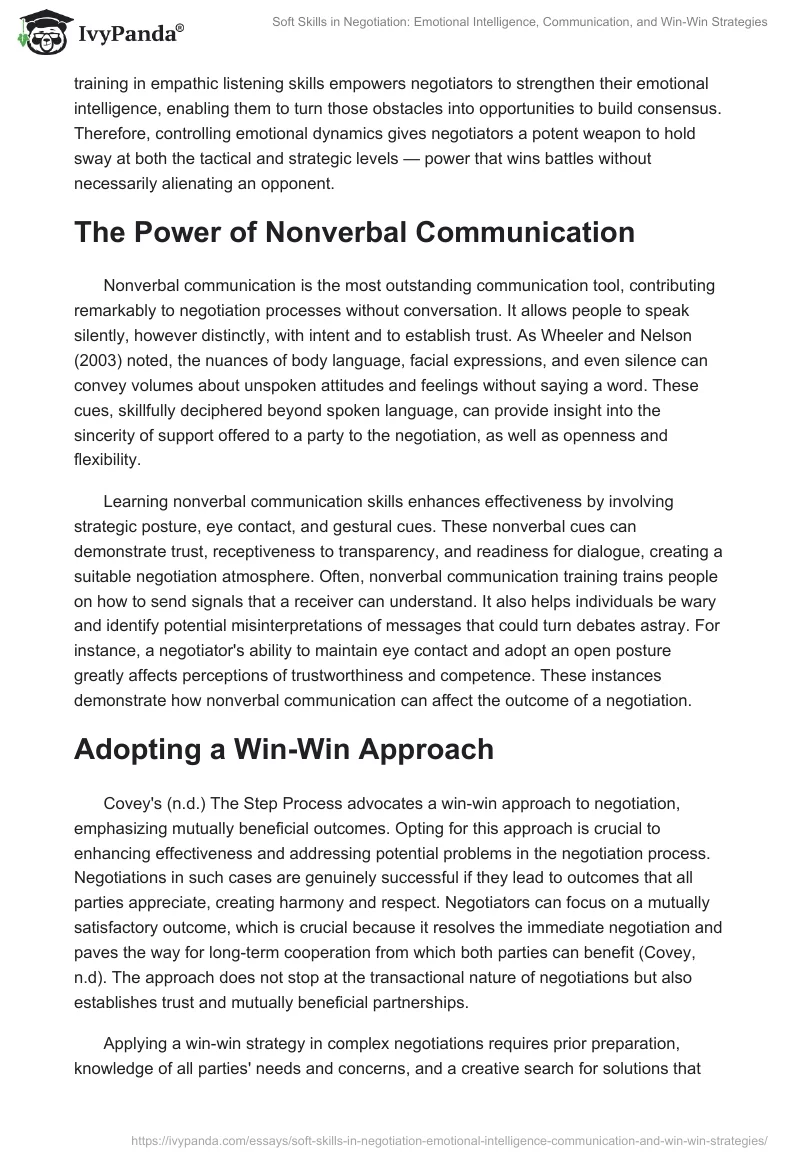 Soft Skills in Negotiation: Emotional Intelligence, Communication, and Win-Win Strategies. Page 2