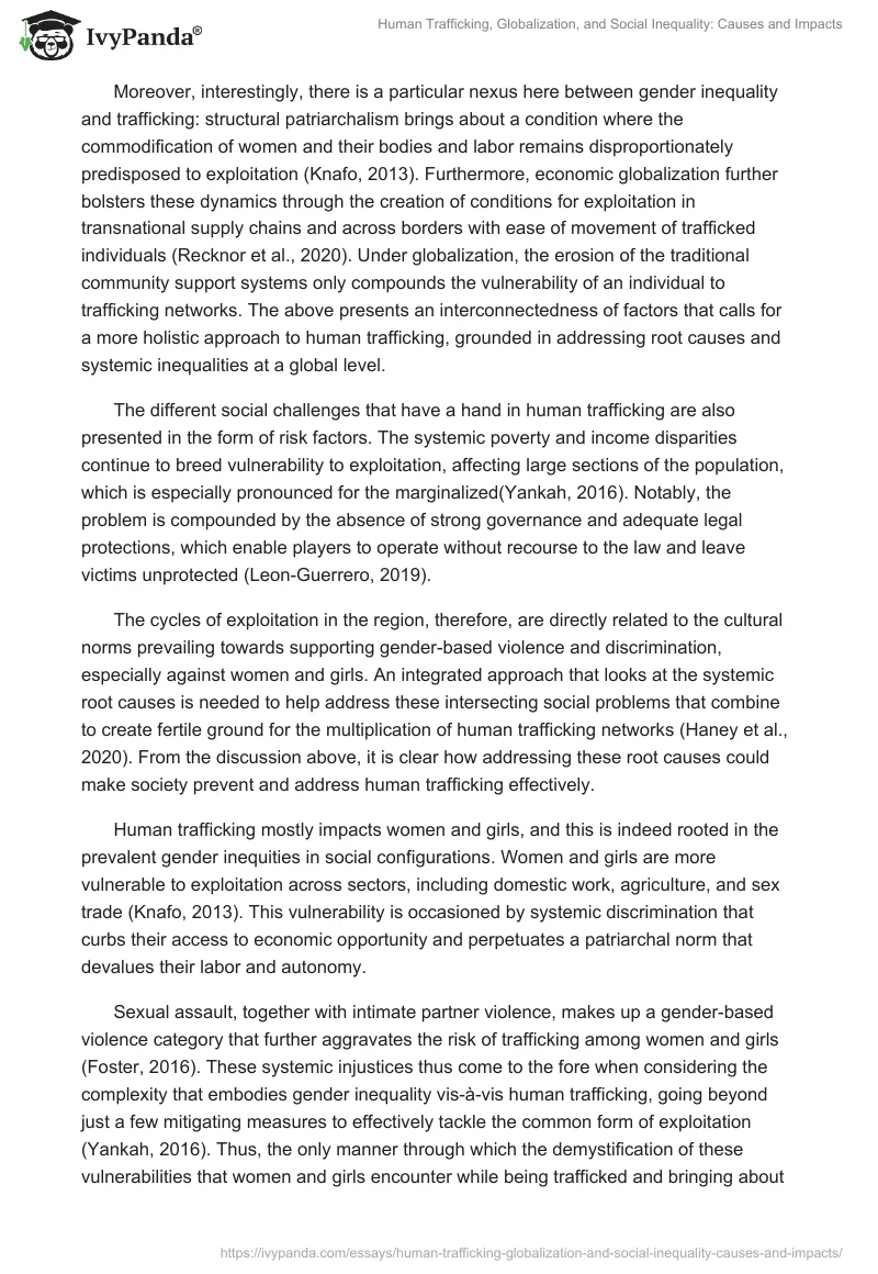 Human Trafficking, Globalization, and Social Inequality: Causes and Impacts. Page 2