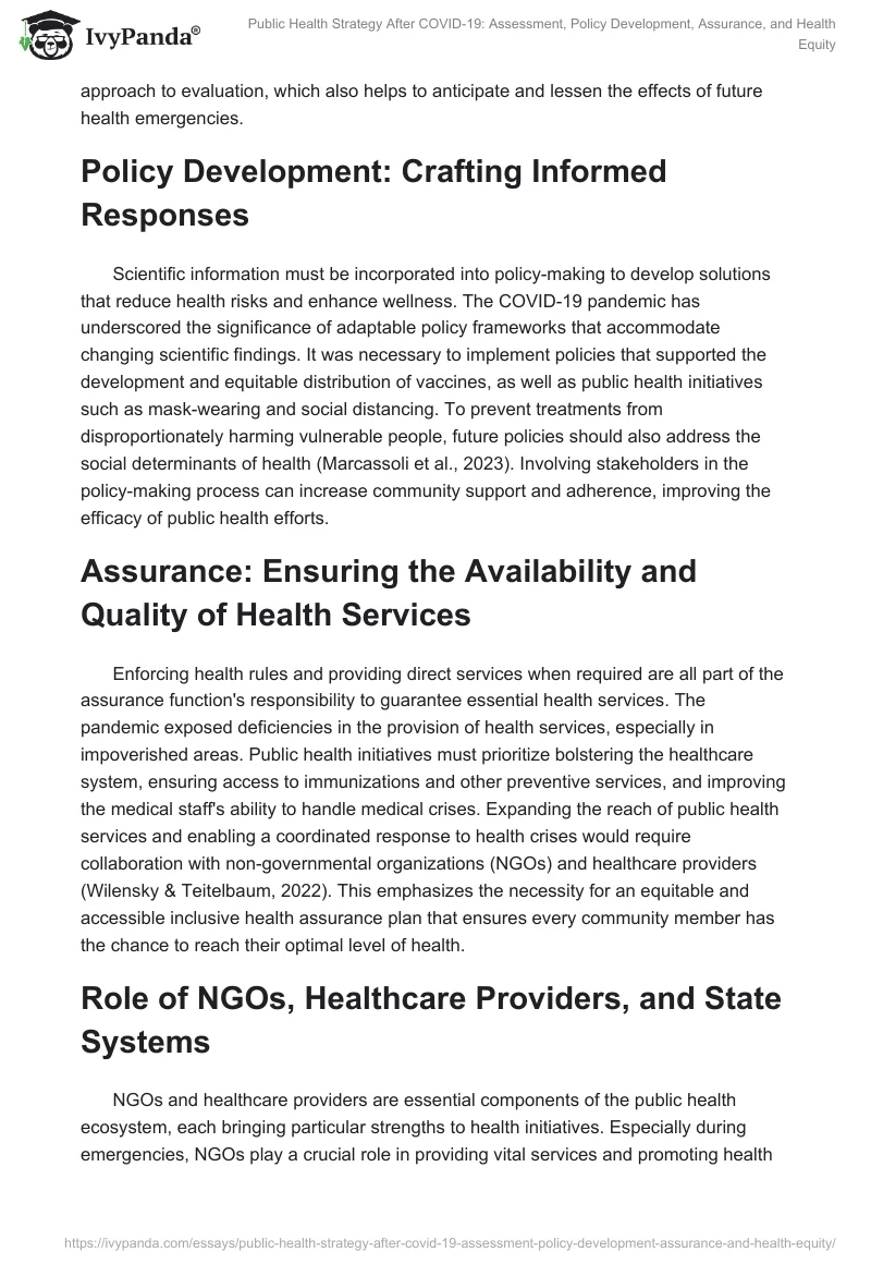 Public Health Strategy After COVID-19: Assessment, Policy Development, Assurance, and Health Equity. Page 2