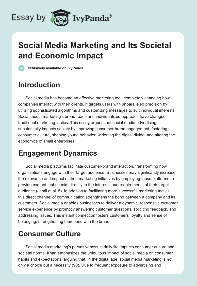 Social Media Marketing and Its Societal and Economic Impact. Page 1