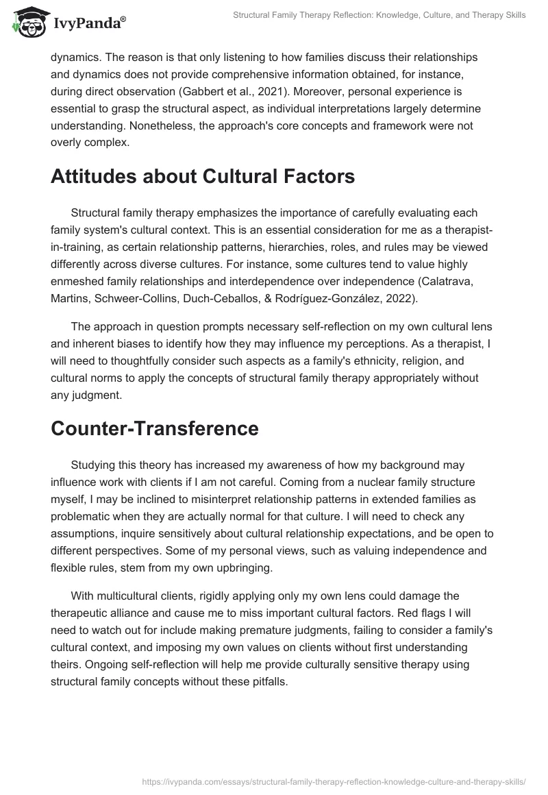Structural Family Therapy Reflection: Knowledge, Culture, and Therapy Skills. Page 2