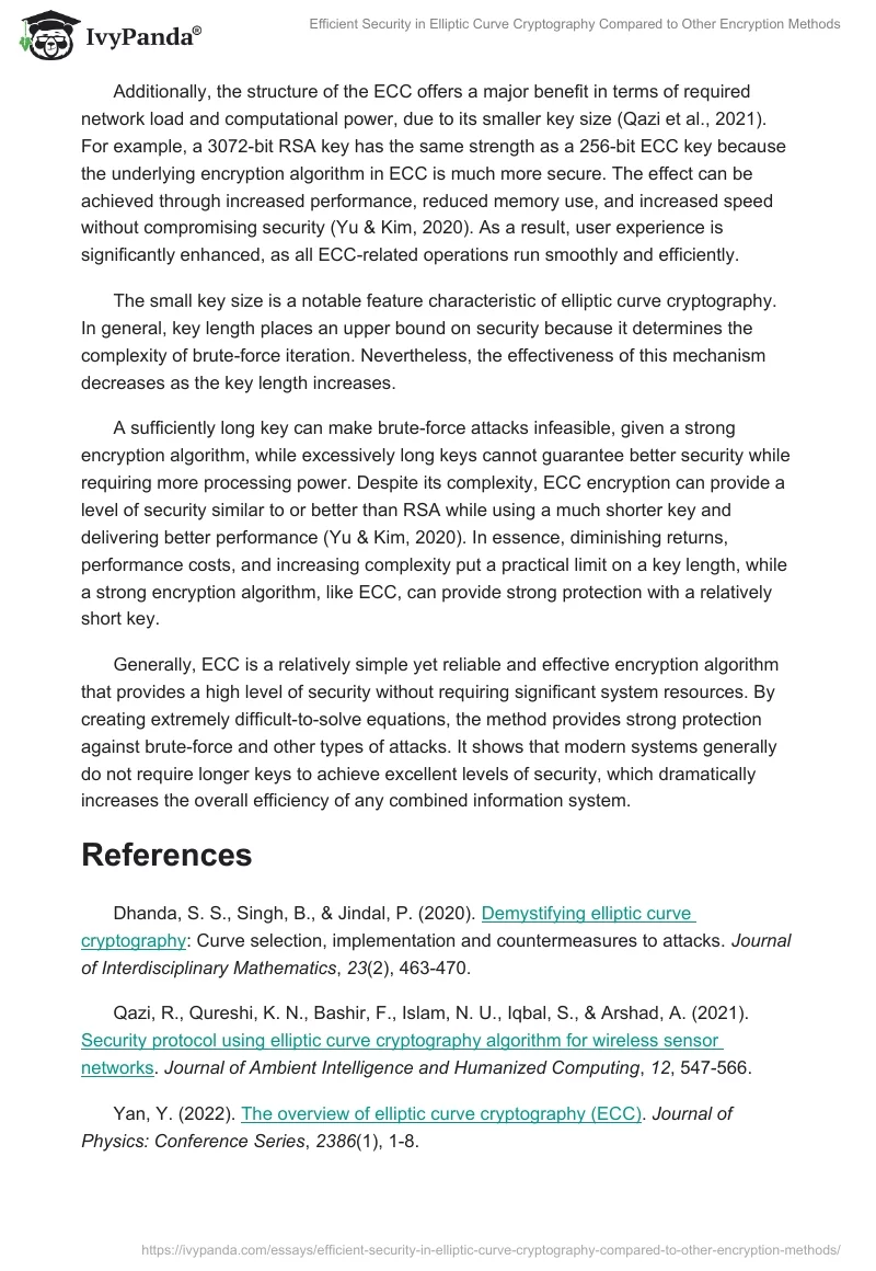 Efficient Security in Elliptic Curve Cryptography Compared to Other Encryption Methods. Page 2