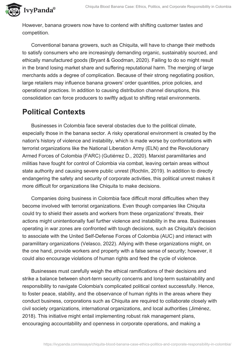 Chiquita Blood Banana Case: Ethics, Politics, and Corporate Responsibility in Colombia. Page 2