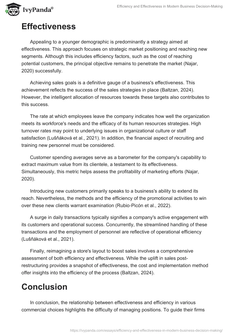 Efficiency and Effectiveness in Modern Business Decision-Making. Page 2