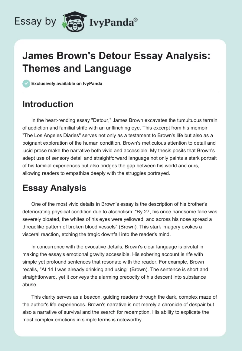 James Brown's Detour Essay Analysis: Themes and Language. Page 1