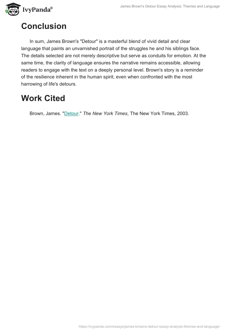 James Brown's Detour Essay Analysis: Themes and Language. Page 2