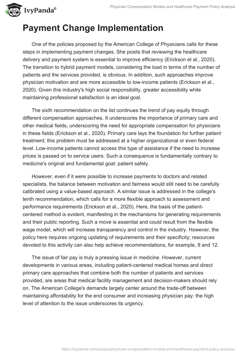 Physician Compensation Models and Healthcare Payment Policy Analysis. Page 2