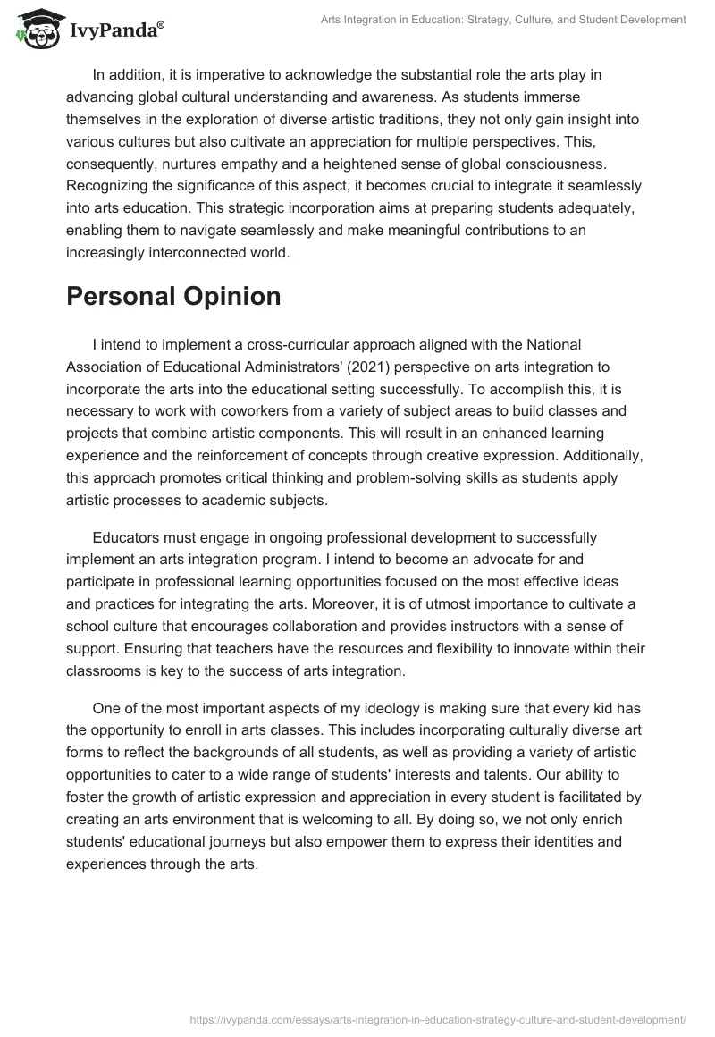 Arts Integration in Education: Strategy, Culture, and Student Development. Page 2