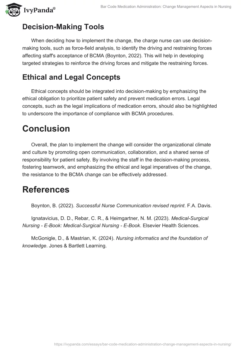 Bar Code Medication Administration: Change Management Aspects in Nursing. Page 2