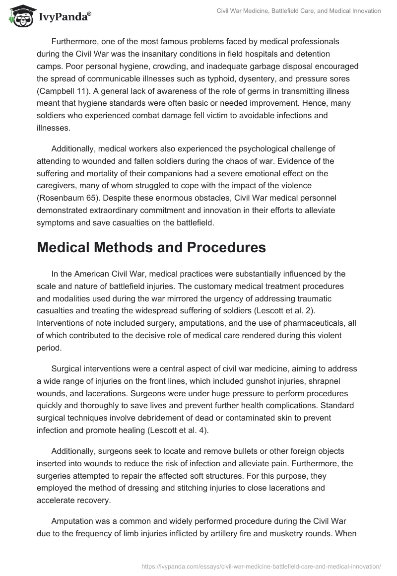 Civil War Medicine, Battlefield Care, and Medical Innovation. Page 2