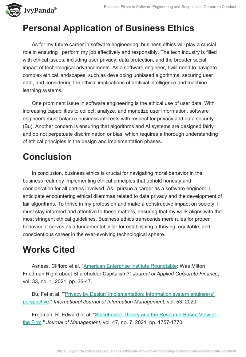 Business Ethics in Software Engineering and Responsible Corporate Conduct. Page 2
