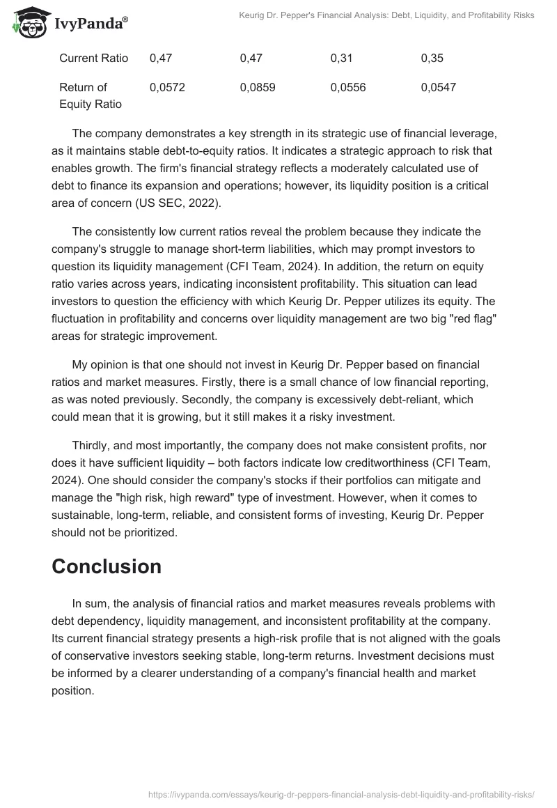 Keurig Dr. Pepper's Financial Analysis: Debt, Liquidity, and Profitability Risks. Page 2
