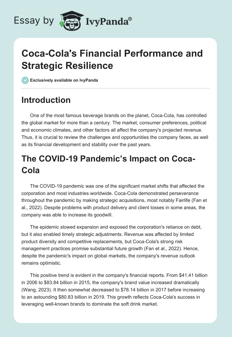 Coca-Cola's Financial Performance and Strategic Resilience. Page 1