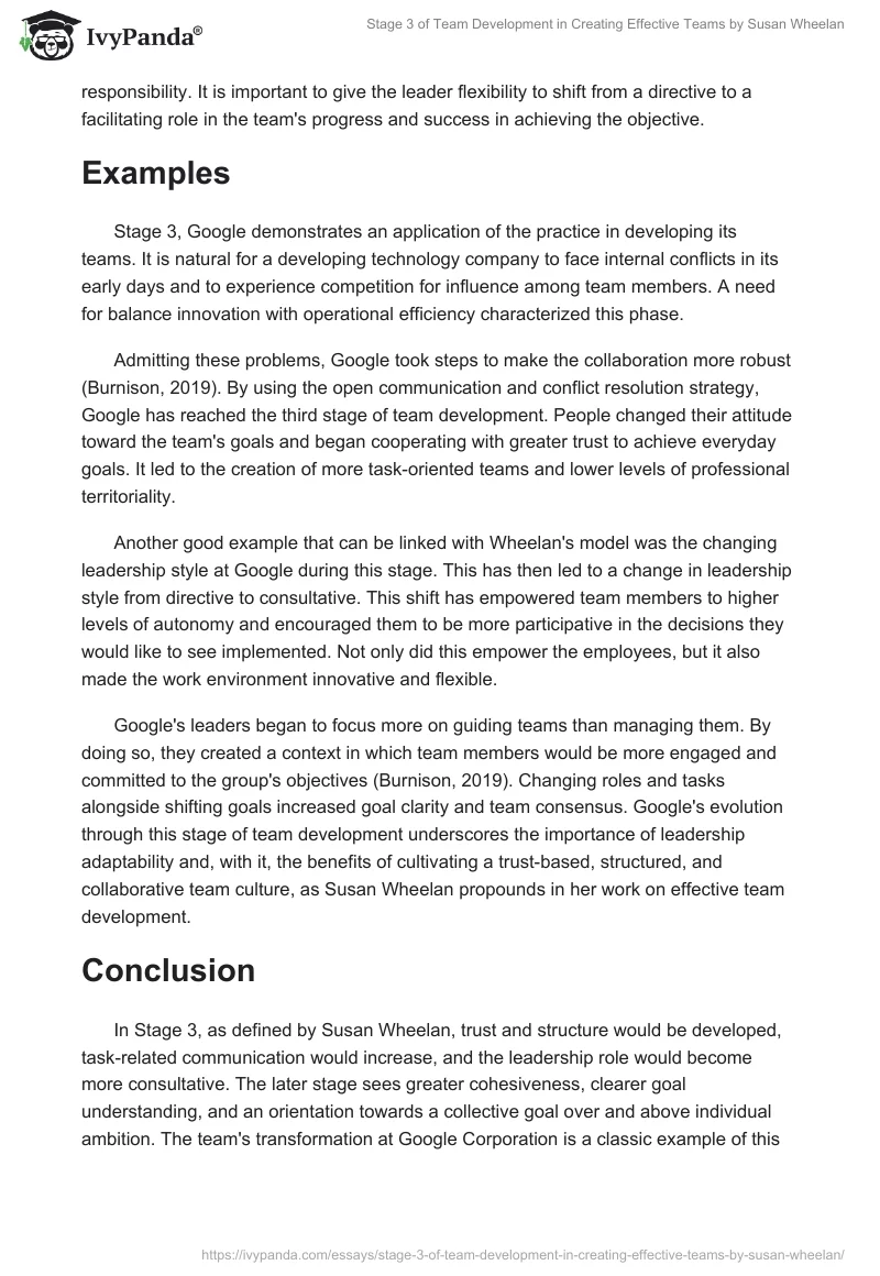 Stage 3 of Team Development in Creating Effective Teams by Susan Wheelan. Page 2