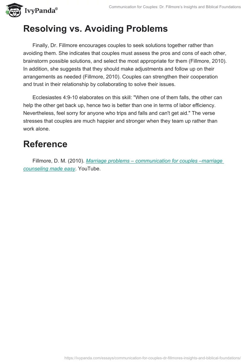 Communication for Couples: Dr. Fillmore’s Insights and Biblical Foundations. Page 2