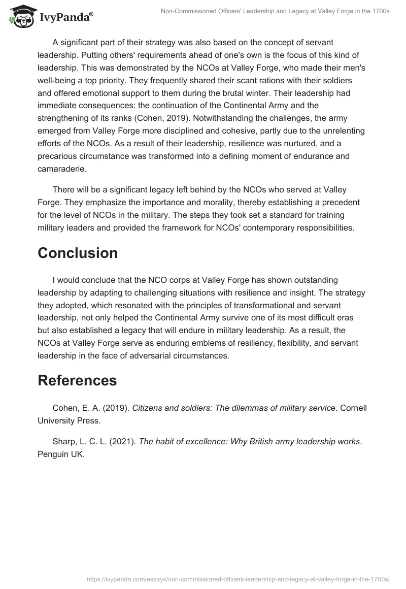 Non-Commissioned Officers' Leadership and Legacy at Valley Forge in the 1700s. Page 2