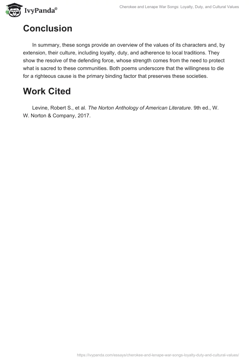 Cherokee and Lenape War Songs: Loyalty, Duty, and Cultural Values. Page 2