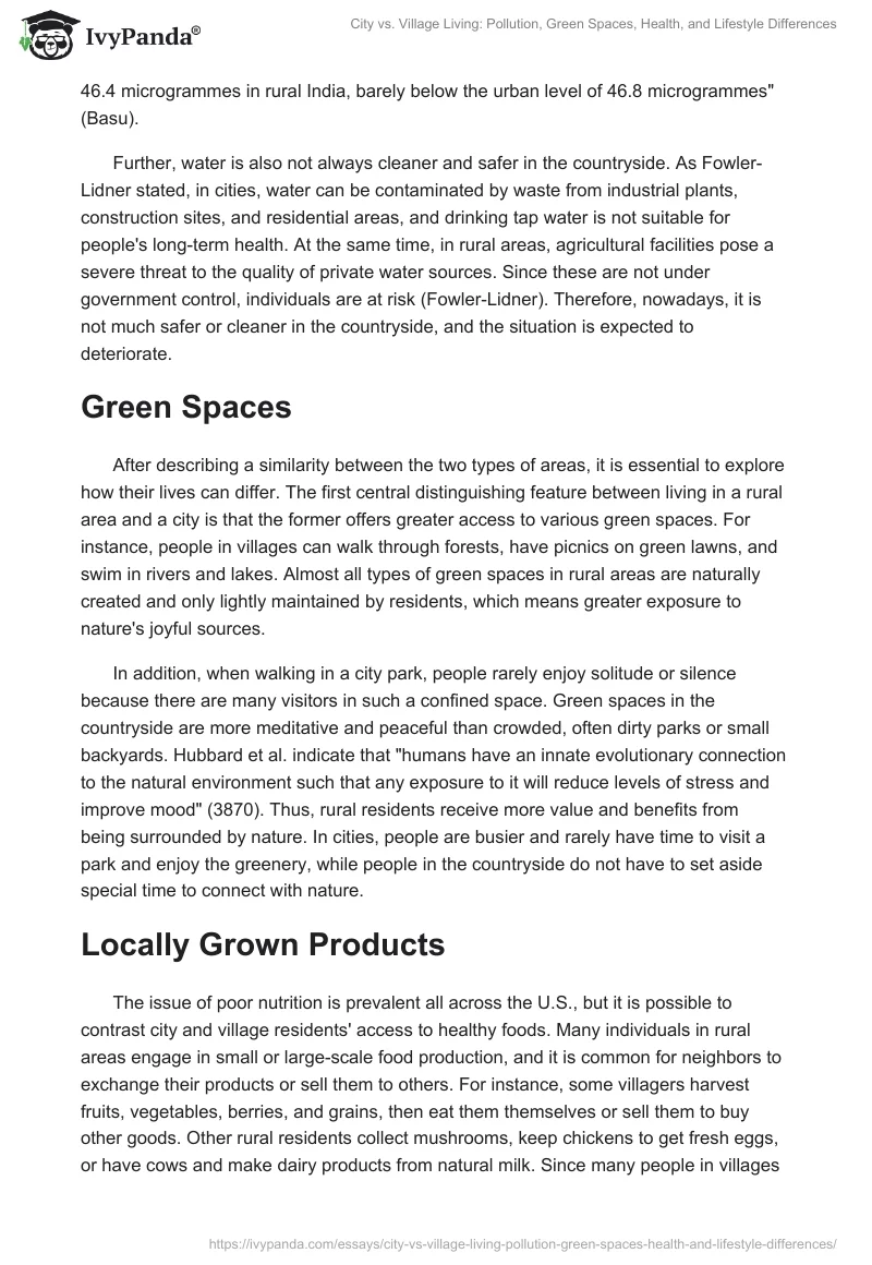 City vs. Village Living: Pollution, Green Spaces, Health, and Lifestyle Differences. Page 2