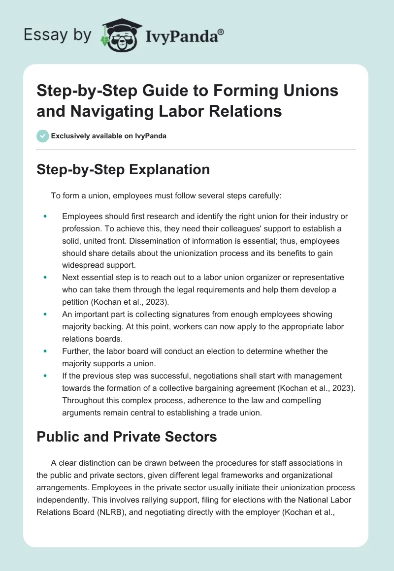 Step-by-Step Guide to Forming Unions and Navigating Labor Relations. Page 1