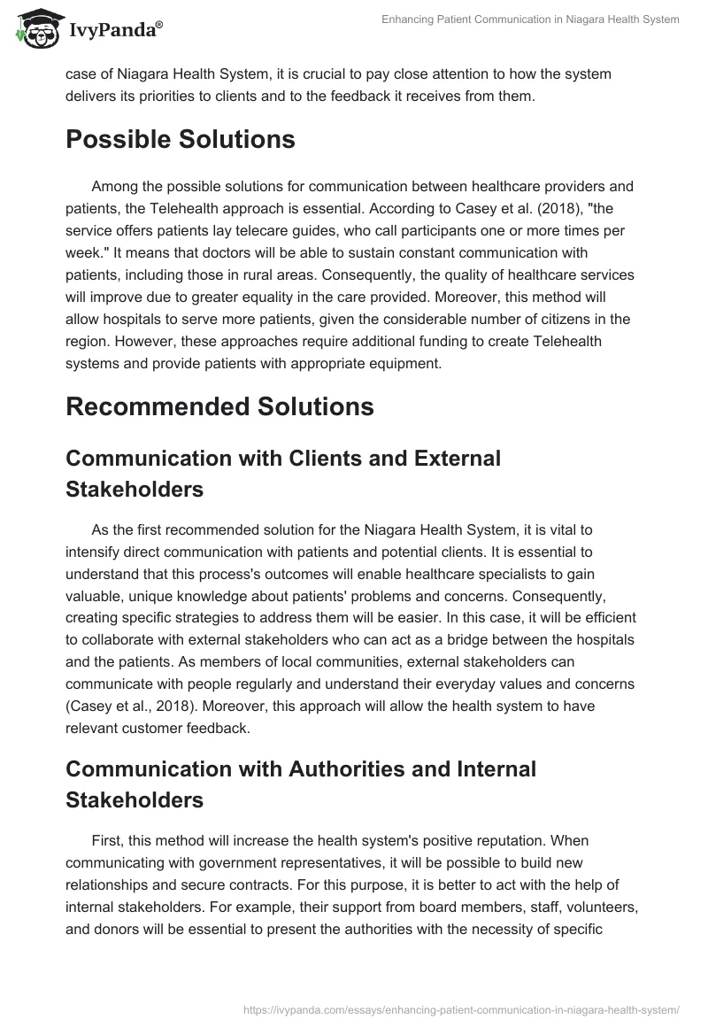 Enhancing Patient Communication in Niagara Health System. Page 2