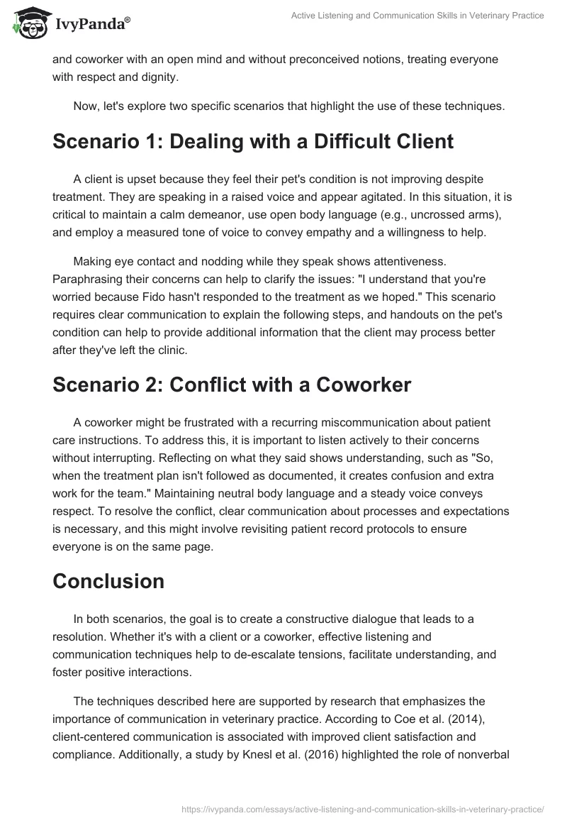 Active Listening and Communication Skills in Veterinary Practice. Page 2