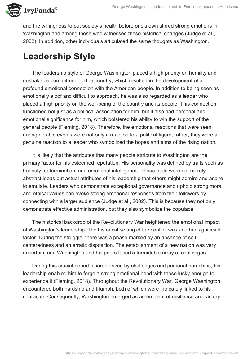 George Washington’s Leadership and Its Emotional Impact on Americans. Page 2