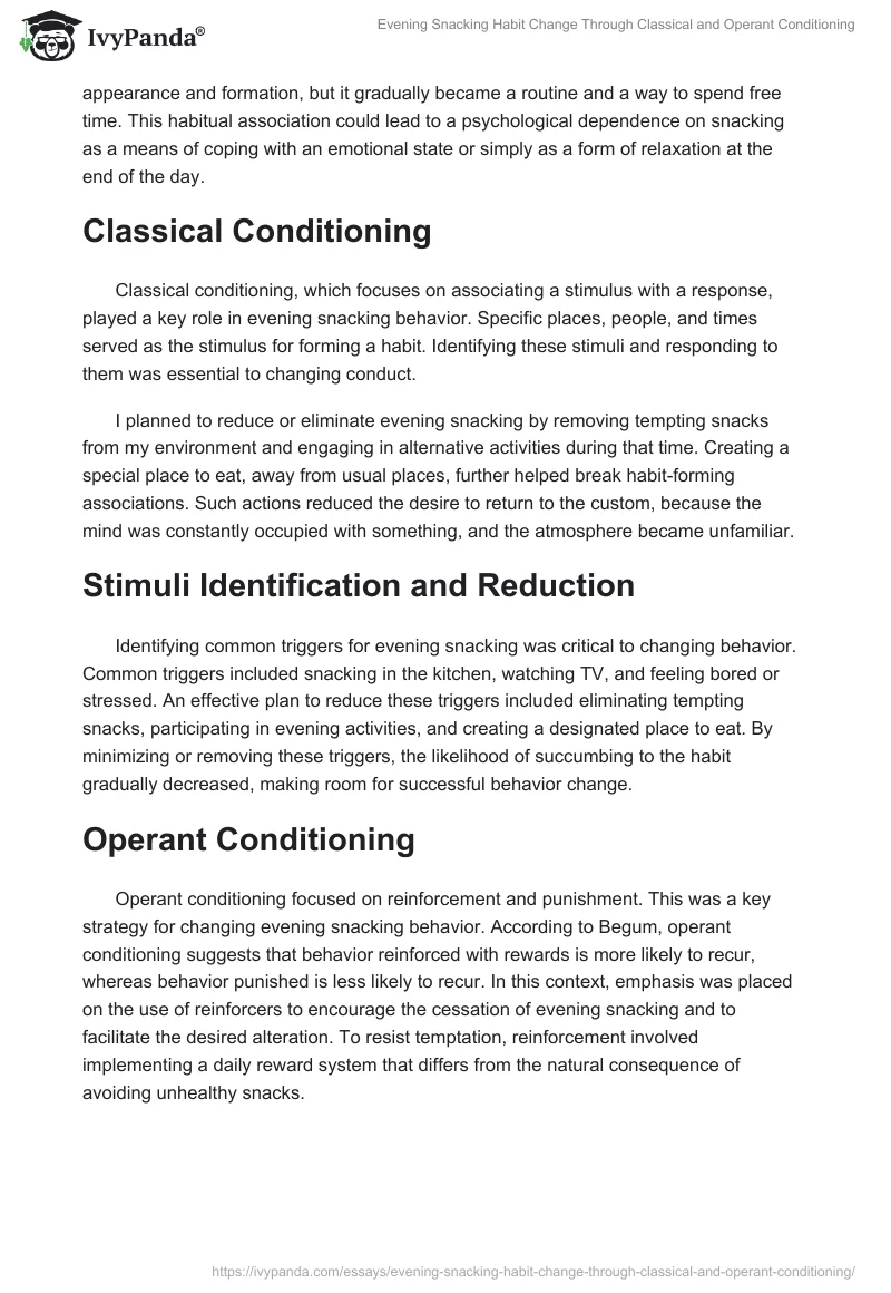 Evening Snacking Habit Change Through Classical and Operant Conditioning. Page 2