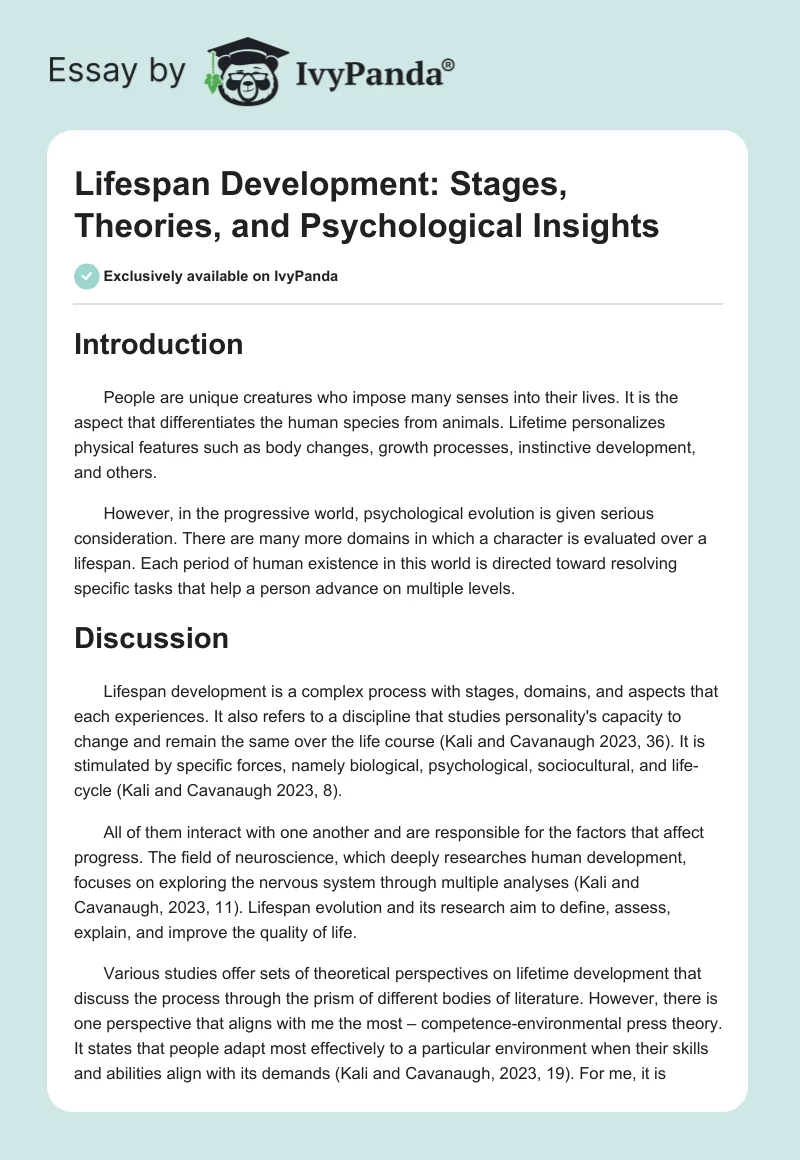 Lifespan Development: Stages, Theories, and Psychological Insights. Page 1