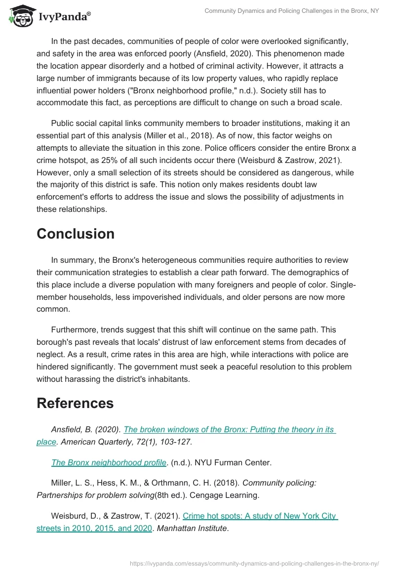 Community Dynamics and Policing Challenges in the Bronx, NY. Page 2